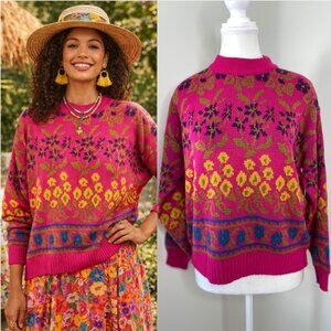 Vintage Chunky Printed floral Sweater